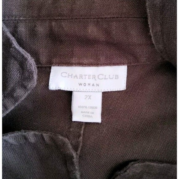 Charter Club Woman 2XL 100% Linen Brown Blazer Jacker Brown Long Sleeve EUC - Picture 11 of 12